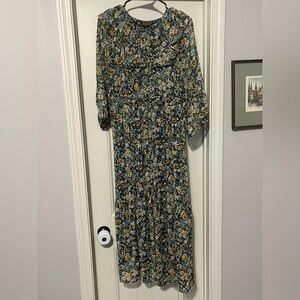 Loft long button up flower dress